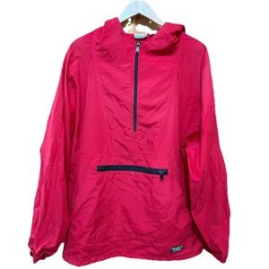 Vintage L.L. Bean Anorak Jacket Mens XL Red Windbreaker 1/2‎ Zip Packable Hiking